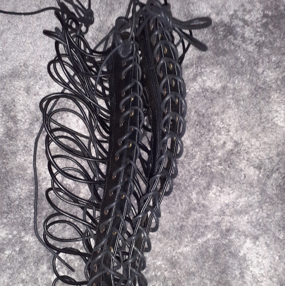 Tall Black Gladiator Heels - Picture 2 of 5